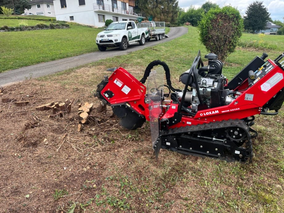 Rognage d'une souche à proximité de Neuvecelle